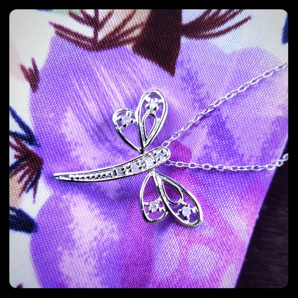 1/10 ct. tw. Diamond Dragonfly Pendant in Sterling